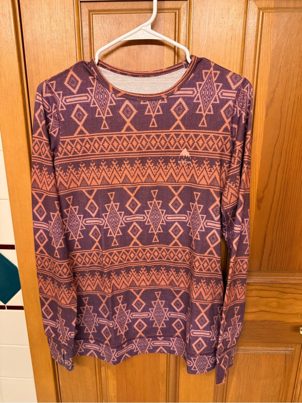 Burton Purple & Coral Geometric Crew Neck thermal long sleeve
